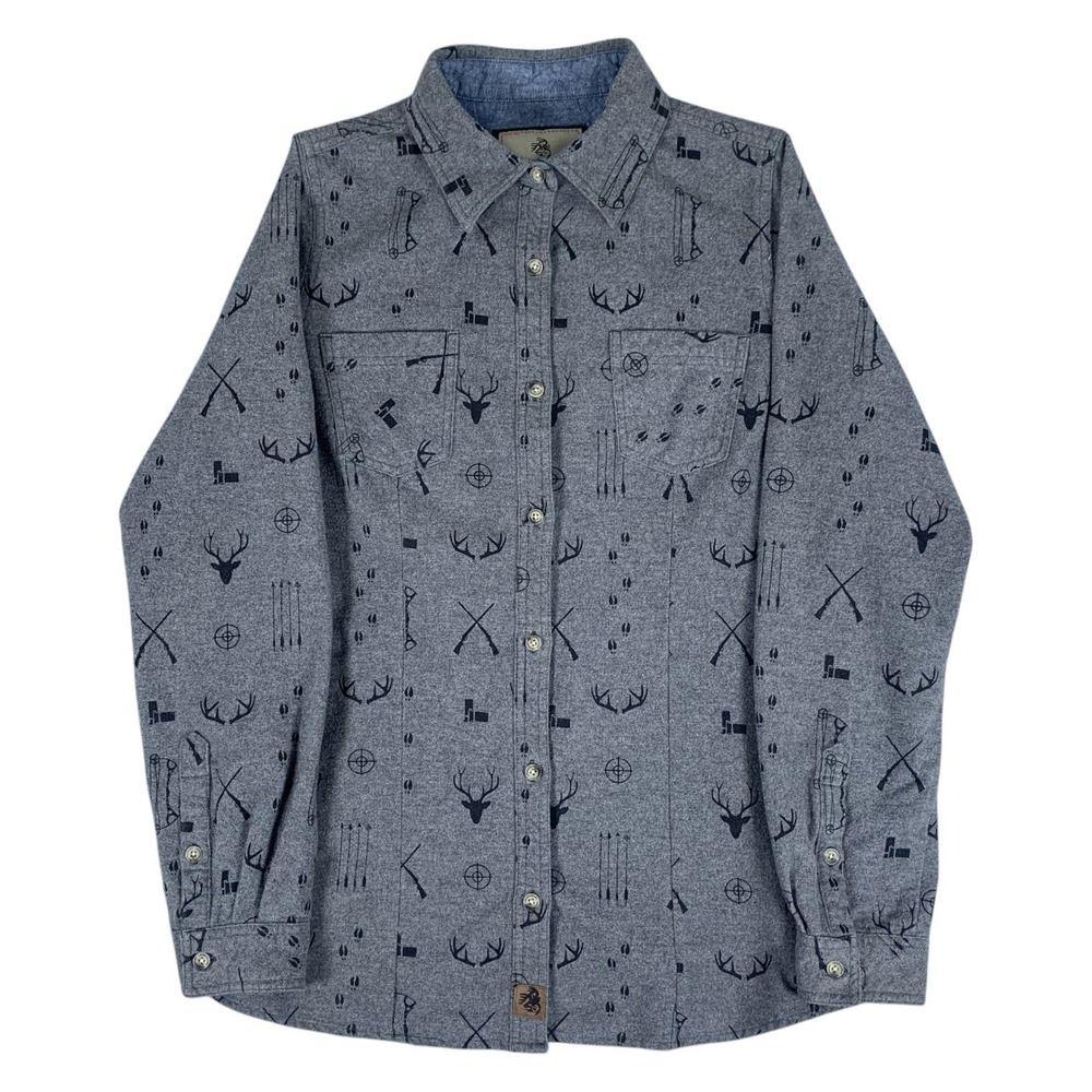 Legendary‎ Whitetails Button Up Shirt Womens Medium Gray Hunting Deer Print